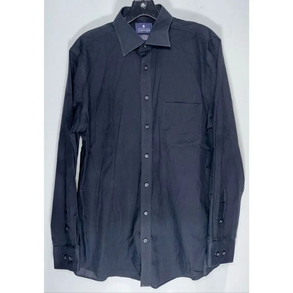 Stafford black button down shirt size 16